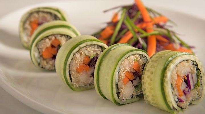 Quinoa-Cucumber Sushi Rolls with Cabbage, Carrots, Daikon and Shiso Recipe