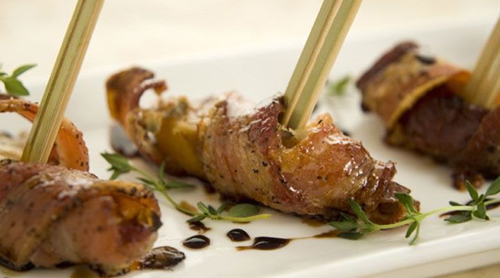 Bacon-Wrapped Pineapple with Fontina Cheese and Balsamic-Honey Glaze Recipe