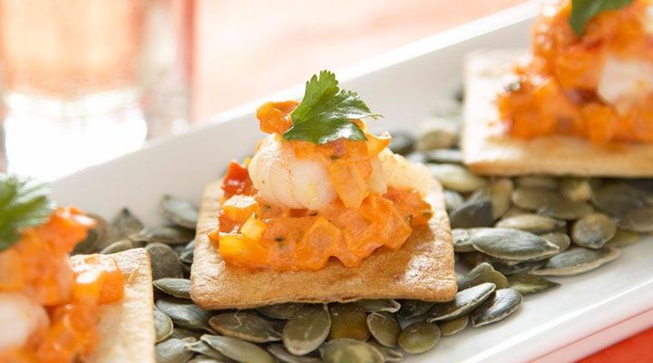 Brioche Tartines Topped with Dungenes Crab and Shrimp Salad Recipe