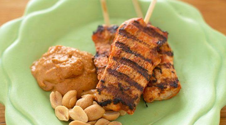 Chicken Skewers with Spicy Peanut Sauce Recipe