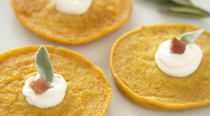 Sweet Potato and Bacon Galettes with Sage Creme Fraiche Recipe
