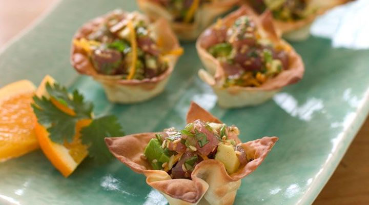 Ahi Tuna Tartare in Toasted Wonton Cups Recipe