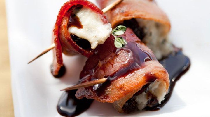  Bacon-Wrapped Dried Plums with Blue Cheese and Balsamic-Honey Glaze Recipe