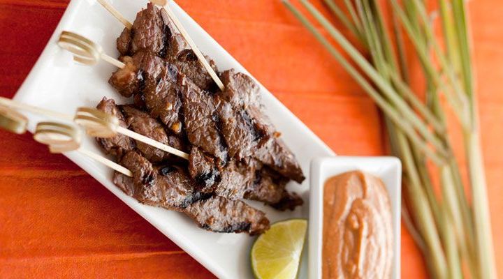 Beef Skewers with Spicy Peanut Sauce Recipe 