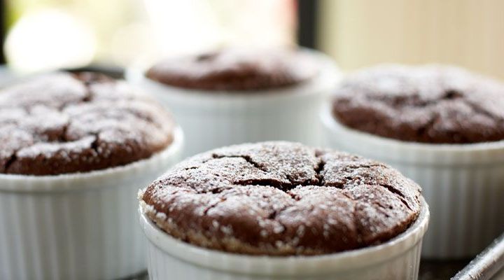 Chocolate Soufflé Cakes with Cocoa Whipped Cream