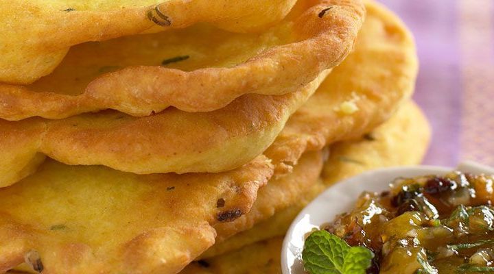 Curried Flatbread with Mango-Currant Chutney Recipe