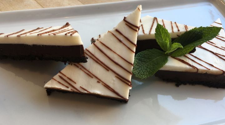 Double Chocolate Tart with Chocolate Crust and Mint Topping