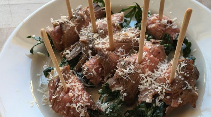 Flank Steak and Kale Caesar Roulades with Parmigiano-Reggiano Recipe
