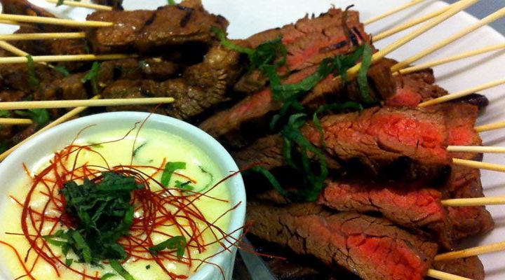 Grilled Steak Yakitori with Shiso Bearnaise 