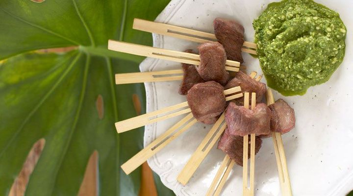 Lamb Skewers with Mint Pesto Recipe 