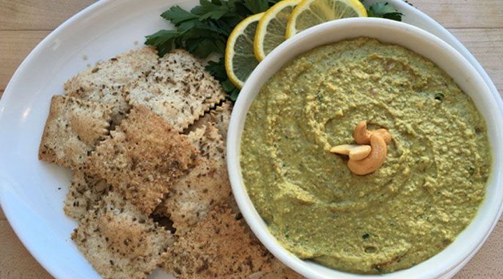 Lentil-Cashew Hummus with Handmade Seeded Crackers Recipe