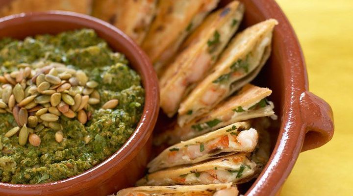 Shrimp Quesadillas with Tomatillo Salsa Recipe 