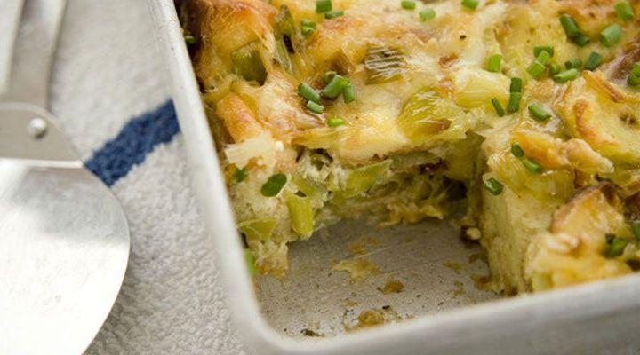 Spring Asparagus Strata with Leeks, Green Garlic and Fontina Recipe