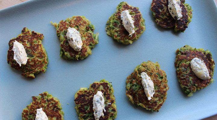 Sweet Pea and Leek Pancakes with Meyer Lemon Topping 