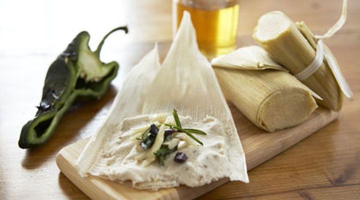 Tamales Filled with Black Beans and Jack Cheese